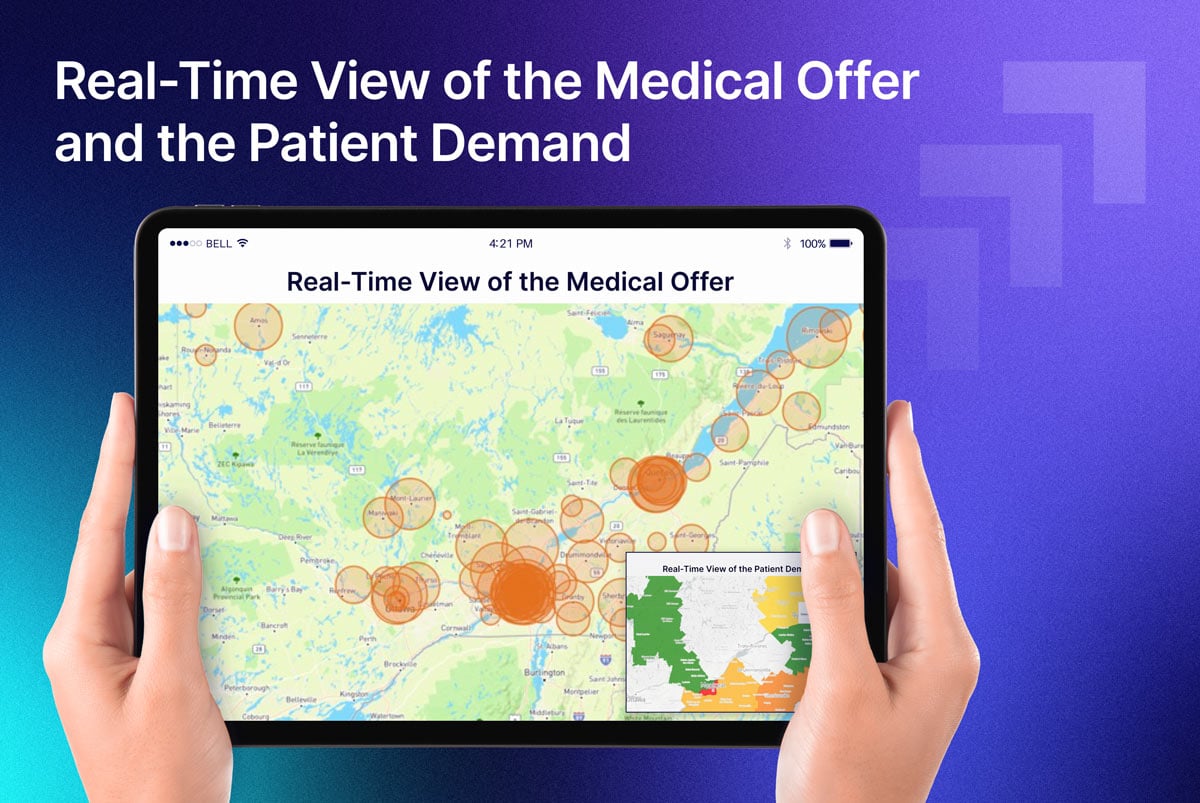 real-time view of supply and demand for care on tablet